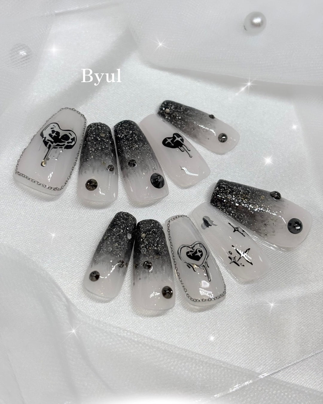 Black Galaxy Gradient Press-On Nails