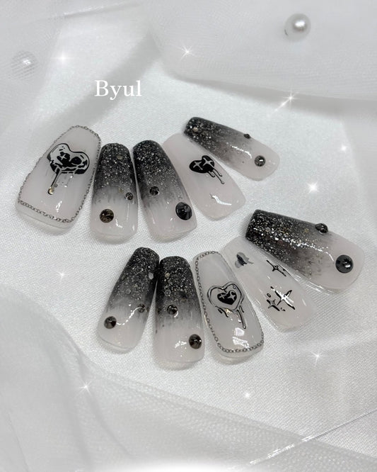 Black Galaxy Gradient Press-On Nails